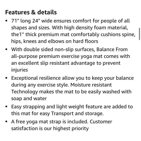 BalanceFrom Fitness GoCloud 1" Extra Exercise Yoga Mat w/Carrying Strap, Green - Picture 7 of 8